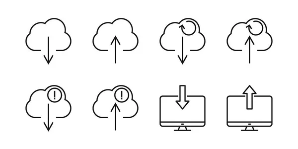 Editable Upload Download Set Pack Icon Vector Illustration Isolated White — Vector de stock