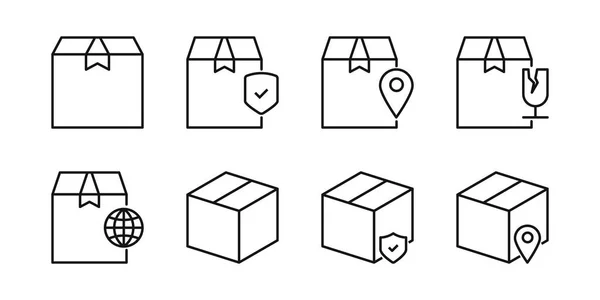 Editable Package Box Delivery Set Pack Icon Vector Illustration Isolated — 图库矢量图片