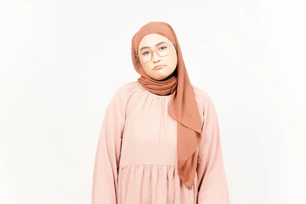Sad Looking Upset Sulking Frowning Beautiful Asian Woman Wearing Hijab — Stock Photo, Image