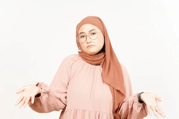 Doubt Confused Don Know Gesture Beautiful Asian Woman Wearing Hijab — Stock Photo, Image