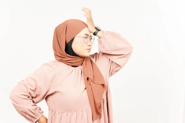 Forget Something Gesture Beautiful Asian Woman Wearing Hijab Isolated White — 스톡 사진