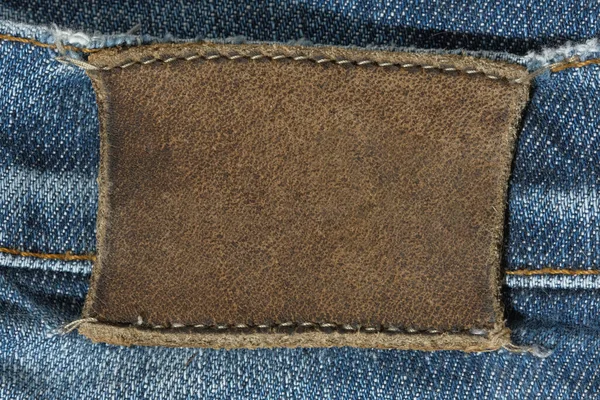 Blank Leather Tag Jeans Place Text Mocap Design — Fotografia de Stock