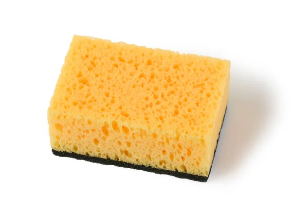 Gelber Küchenschwamm Isoliert Auf Weißem Hintergrund — Stockfoto