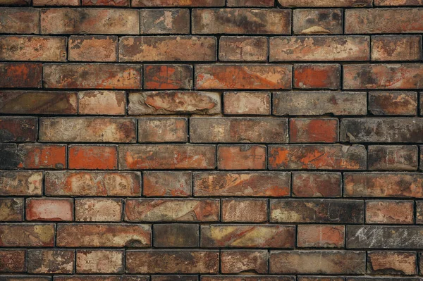 Wall Made Old Red Bricks Different Shades Texture Background Design — Foto Stock