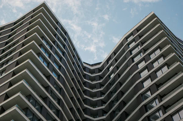 Architecture. The curves of a modern high-tech building.