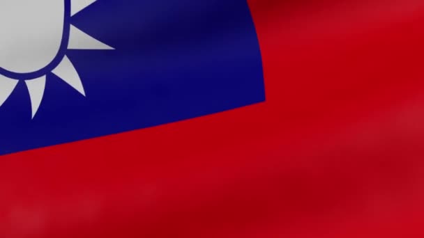 Waiving Flag Taiwan Render Closeup — ストック動画