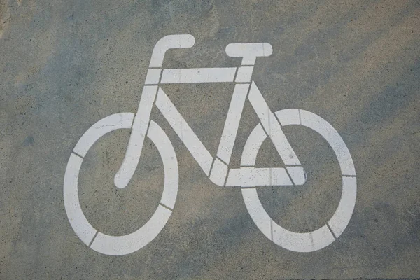 Ukraine Odesa August 2022 Bicycle Pictogram Concrete Pavement Cycling Sign — Stock Photo, Image