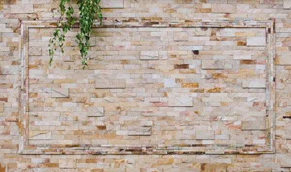 Stone Tile Walls Pattern Framing Backdrop Design Copy Space — Zdjęcie stockowe