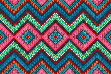 Renkli elmas antika Aztek etnik geometrik doğulu dikişsiz geleneksel desen. Arkaplan, halı, duvar kağıdı arka plan, kıyafet, ambalaj, batik, kumaş için tasarım. Nakış stili. vektör.