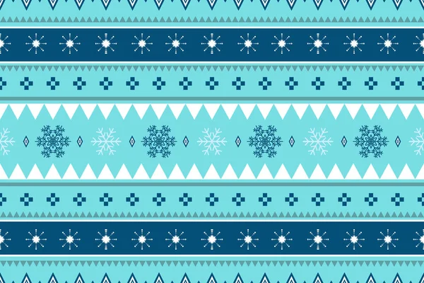 Blauton Weihnachten Winter Schneeflocken Vintage Ethnischen Geometrischen Nahtlosen Muster Design — Stockvektor