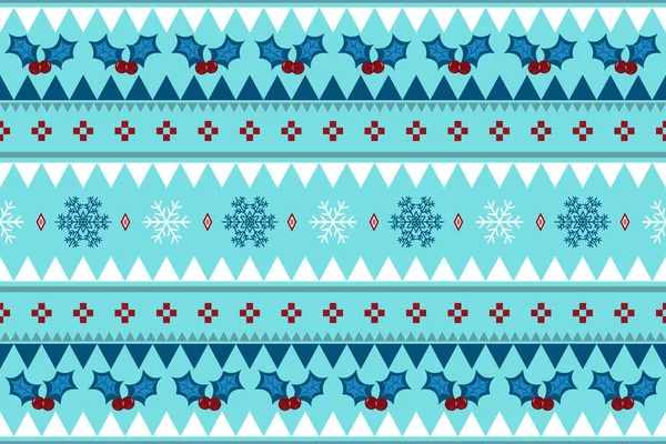 Blauwe Kerst Vintage Etnische Naadloze Patroon Versierd Met Sneeuwvlokken Heilige — Stockvector