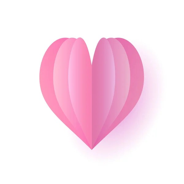 Isolated Pink Paper Layers Heart Vector — Vector de stock