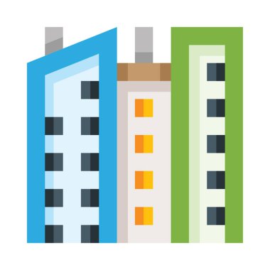 Bina web simgesi, basit vektör illüstrasyonu beyaz arkaplanda izole edildi 