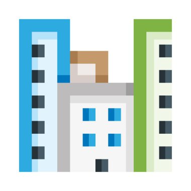 Bina web simgesi, basit vektör illüstrasyonu beyaz arkaplanda izole edildi 