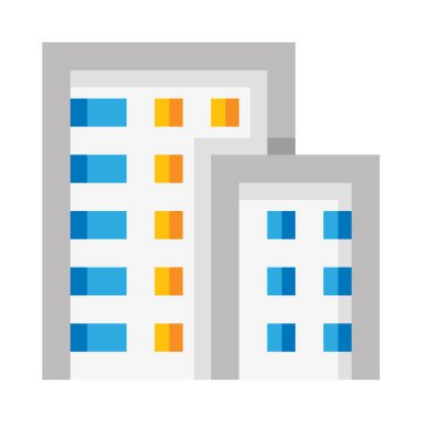 Bina web simgesi, basit vektör illüstrasyonu beyaz arkaplanda izole edildi 