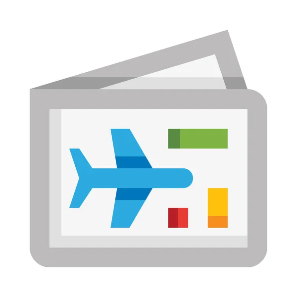 Ikona Biletu Lotniczego Web Prosty Wektor Ilustracja Izolowana Białym Tle — Wektor stockowy