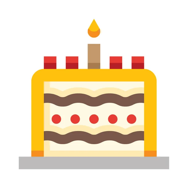 誕生日ケーキのウェブアイコン白い背景に隔離されたシンプルなベクトルイラスト — ストックベクタ