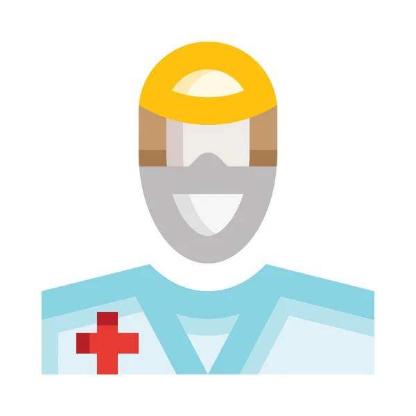 男医生戴着防护面罩网页图标 白色背景上孤立的简单矢量图解 — 图库矢量图片