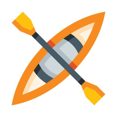 Beyaz arkaplanda izole edilmiş kürekleri olan renkli kano vektör simgesi