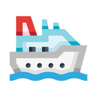 Beyaz arkaplanda izole edilmiş geminin renkli vektör simgesi