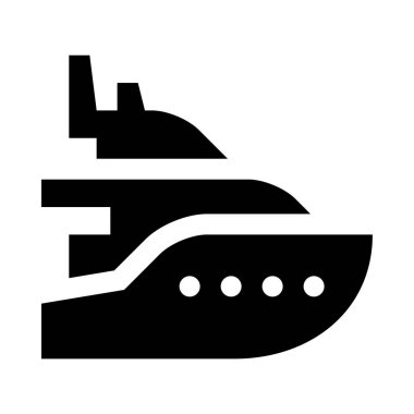 beyaz arkaplanda izole edilmiş teknenin siyah minimalist vektör simgesi