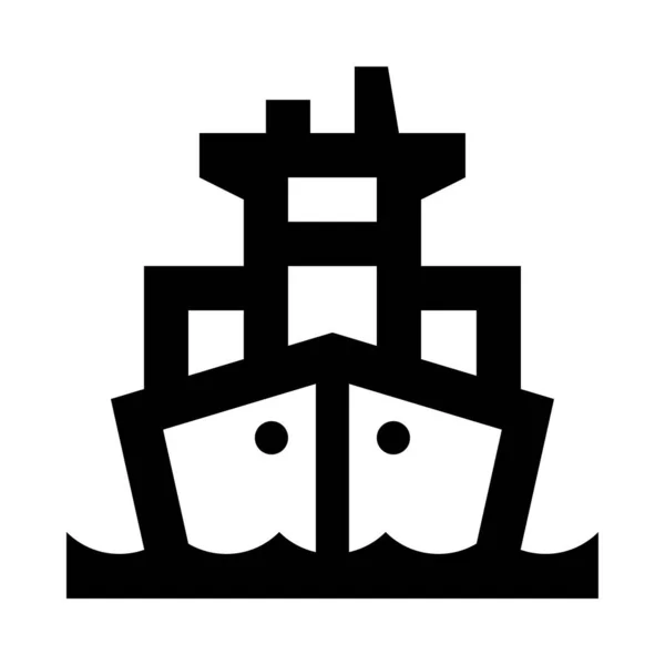 Black Minimalistic Vector Icon Ship Isolated White Background — 图库矢量图片