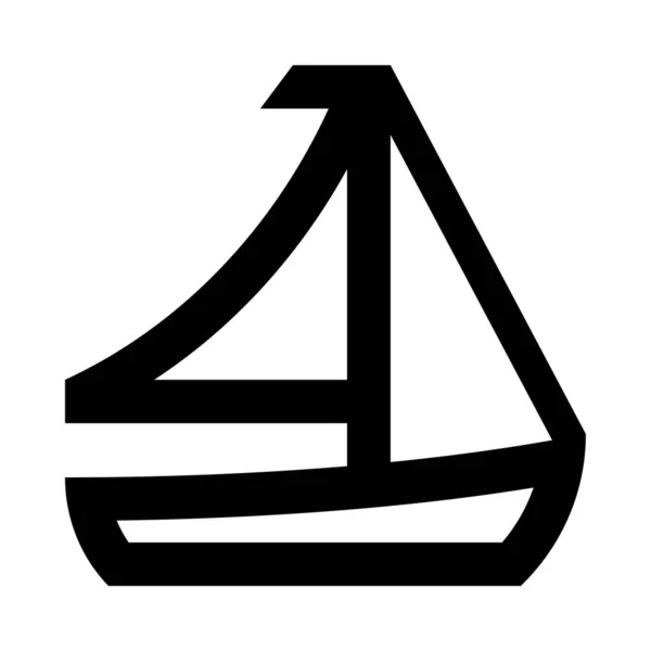 白い背景に孤立した帆船の黒いミニマリズム ベクトル アイコン — ストックベクタ