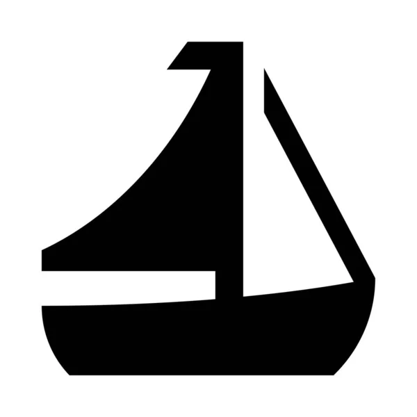 Black Minimalistic Vector Icon Sailboat Isolated White Background — Stockvektor