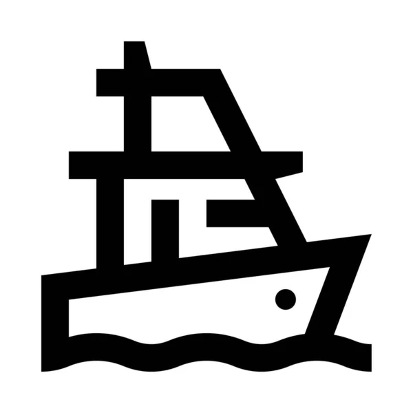 Μαύρο Μινιμαλιστικό Διανυσματικό Εικονίδιο Πλοίου Που Απομονώνεται Λευκό Φόντο — Διανυσματικό Αρχείο