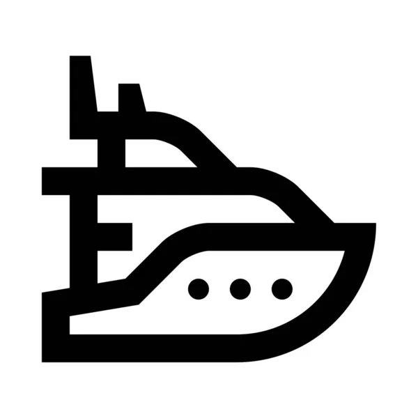 Icône Vectorielle Minimaliste Noire Bateau Isolé Sur Fond Blanc — Image vectorielle