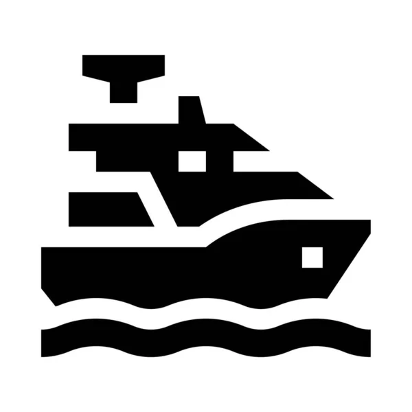 Icône Vectorielle Minimaliste Noire Yacht Isolé Sur Fond Blanc — Image vectorielle