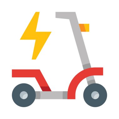 elektrikli scooter web simgesi, beyaz arkaplanda izole edilmiş basit vektör illüstrasyonu