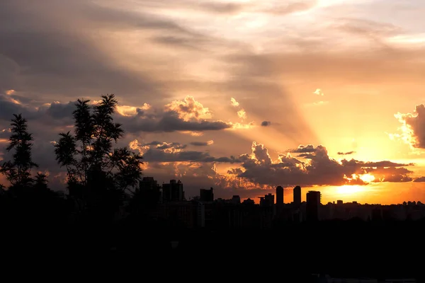 Sao Paulo Skyline Tijdens Zonsondergang — Stockfoto