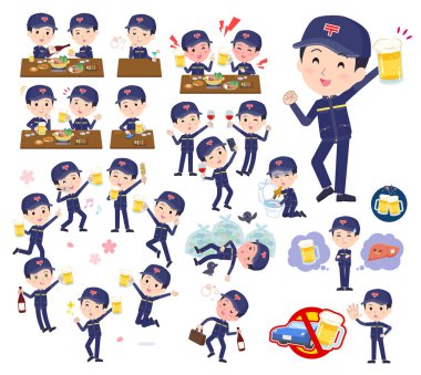 Alkolle ilişkili bir postacı seti. Vektör sanatını düzenlemek çok kolay..