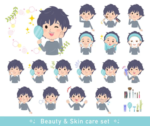 Conjunto Neet Hombre Beauty Son Varias Acciones Tales Como Cuidado — Vector de stock