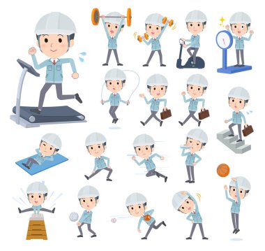 Spor ve egzersiz yapan bir grup ustabaşı. Yönlendirici sanatı düzenlemek çok kolay..