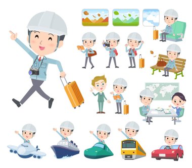 Bir grup ustabaşı seyahat ediyor. Vektör sanatını düzenlemek çok kolay..