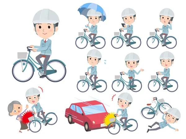 一群骑着城市自行车的工头 矢量艺术很容易编辑 — 图库矢量图片