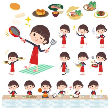 Yemek pişirme konusunda bir takım postacı kadın. Vektör sanatını düzenlemek çok kolay..