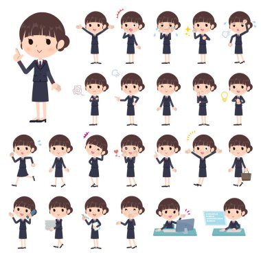 Çeşitli duyguları ifade eden bir takım postacı kadın. Vektör sanatını düzenlemek çok kolay..