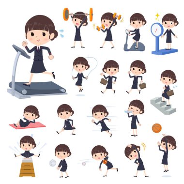 Egzersiz ve spor yapan bir takım elbise. Yönlendirici sanatı düzenlemek çok kolay..