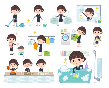 Temizlik ve çamaşırhane gibi ev işleriyle ilgili bir takım elbise takımı. Düzenlemesi çok kolay..