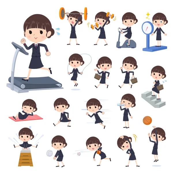 Set Postoffice Suit Woman Exercise Sports Vector Art Easy Edit — Stock Vector