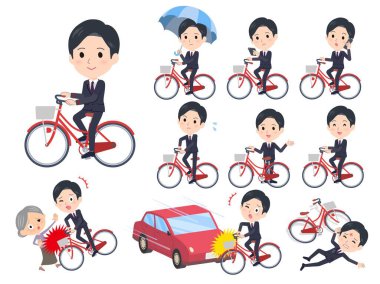 Şehir bisikletine binen bir takım elbise takımı. Düzenlemesi çok kolay vektör sanatı..