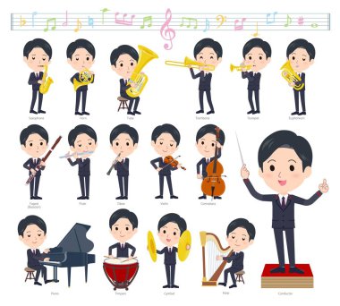 A set of postoffice suit man on classical music performances.It's vector art so easy to edit. clipart