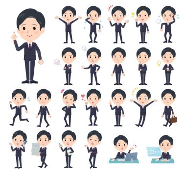 Çeşitli duyguları ifade eden bir takım elbise giyen bir adam. Yönlendirmesi çok kolay..