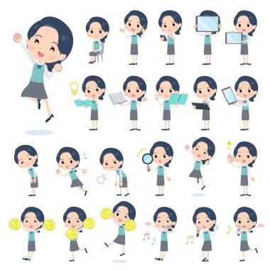 Akıllı telefonlar gibi dijital cihazları olan bir grup tezgahtar kadın. Vektör sanatını düzenlemek çok kolay..