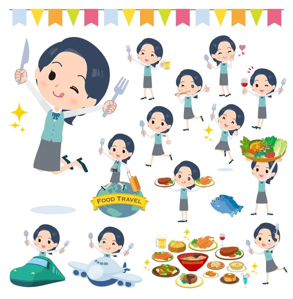 Set Clerk Women Food Event Vector Art Easy Edit — 图库矢量图片