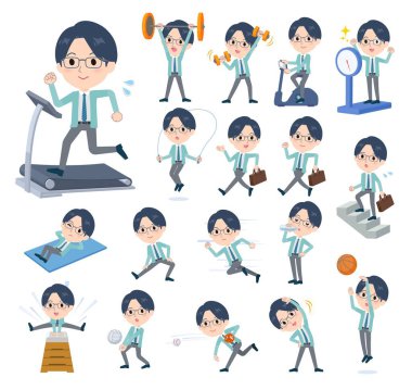 Spor ve egzersiz yapan bir grup tezgahtar. Yönlendirici sanatı düzenlemek çok kolay..