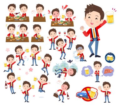 Alkolle ilişkili bir palto giyen bir adam. Yönlendirmesi çok kolay..